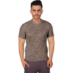 Self Design Men V Neck Reversible Brown, Multicolor T-Shirt