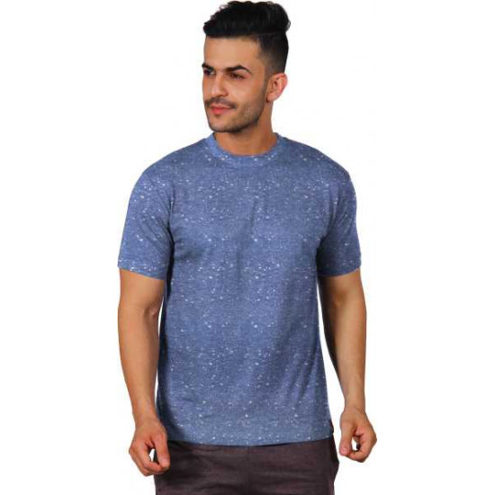 Poomer  Self Design Men Round Neck Reversible Blue, White T-Shirt