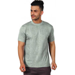 Poomer  Self Design Men Round Neck Reversible Light Green, Silver T-Shirt