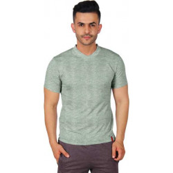 Self Design Men V Neck Reversible Light Green, Silver T-Shirt