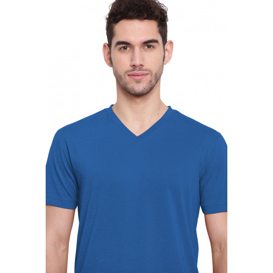 Poomer casual T-Shirt for men Light blue melange ( V neck )