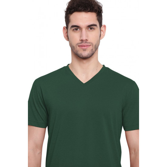 Poomer casual T-Shirt for men Dark green ( V neck )