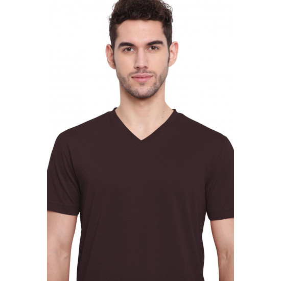 Poomer casual T-Shirt for men Brown ( V neck )