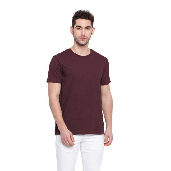 Poomer casual T-Shirt for men Burgundy red ( Round neck )