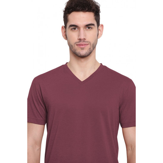 Poomer casual T-Shirt for men Maroon ( V neck )